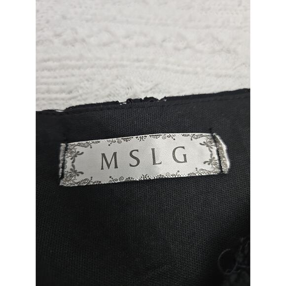 MSLG Little Black Dress Sz 12 Black Stretch Lace Floral Evening Holiday READ - Picture 3 of 6